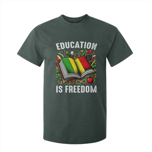 Black Teacher T Shirt For Kid Education Is Freedom Reading Books Black History Month TS09 Dark Forest Green Print Your Wear