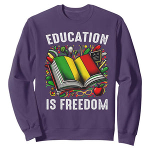 Black History Month Sweatshirt Education Is Freedom Reading Books Teacher TS09 Purple Printyourwear