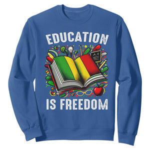 Black History Month Sweatshirt Education Is Freedom Reading Books Teacher TS09 Royal Blue Printyourwear