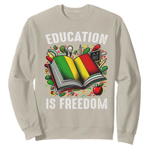 Black History Month Sweatshirt Education Is Freedom Reading Books Teacher TS09 Sand Printyourwear