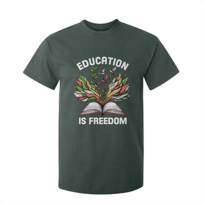 Black Teacher Pride T Shirt For Kid Education Is Freedom African Americans Black History Month TS09 Dark Forest Green Print Your Wear