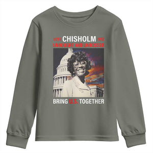 Shirley Chisholm Youth Sweatshirt Unbought And Unbossed Bring U.S. Together BHM Melanin TS09 Military Green Print Your Wear