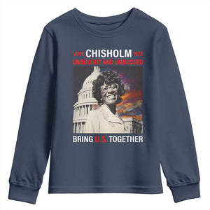 Shirley Chisholm Youth Sweatshirt Unbought And Unbossed Bring U.S. Together BHM Melanin TS09 Navy Print Your Wear