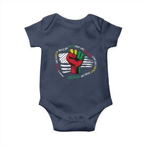 Black Civil Rights Baby Onesie Dream Like Martin Write Like Maya Fight Like Macolm Lead Like Harriet Speak Like Fredrick TS09 Navy Print Your Wear