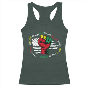 Black Civil Rights Racerback Tank Top Dream Like Martin Write Like Maya Fight Like Macolm Lead Like Harriet Speak Like Fredrick TS09 Dark Forest Green Print Your Wear