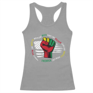 Black Civil Rights Racerback Tank Top Dream Like Martin Write Like Maya Fight Like Macolm Lead Like Harriet Speak Like Fredrick TS09 Sport Gray Print Your Wear