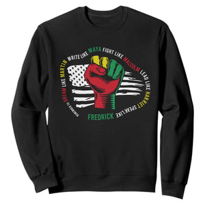Black History Month Sweatshirt Dream Like Martin Write Like Maya Fight Like Malcolm Lead Like Harriet Speak Like Fredrick TS09 Black Printyourwear