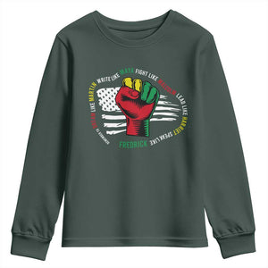 Black Civil Rights Youth Sweatshirt Dream Like Martin Write Like Maya Fight Like Macolm Lead Like Harriet Speak Like Fredrick TS09 Dark Forest Green Print Your Wear