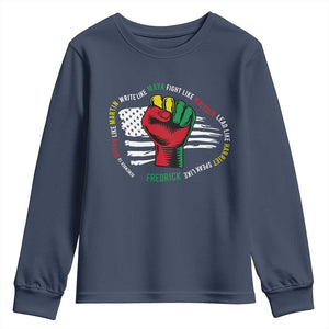 Black Civil Rights Youth Sweatshirt Dream Like Martin Write Like Maya Fight Like Macolm Lead Like Harriet Speak Like Fredrick TS09 Navy Print Your Wear