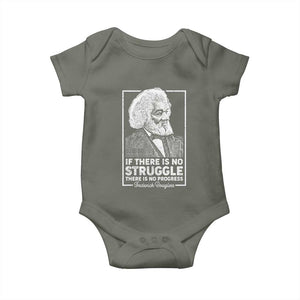 Frederick Douglass Baby Onesie If There Is No Struggle There Is No Progress Black Civil Rights BHM TS09 Military Green Print Your Wear