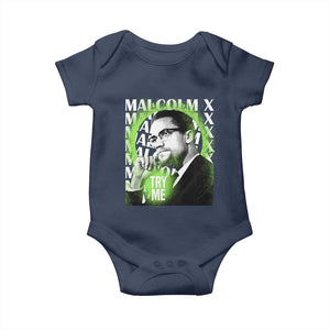 Malcolm X Baby Onesie Try Me Aesthetic Art Black Civil Rights BHM TS09 Navy Print Your Wear