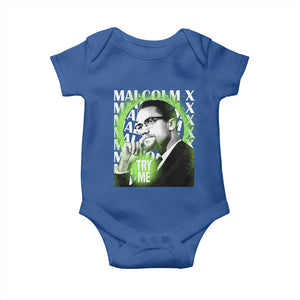 Malcolm X Baby Onesie Try Me Aesthetic Art Black Civil Rights BHM TS09 Royal Blue Print Your Wear