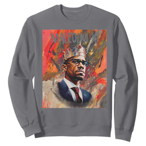 Malcolm X Sweatshirt King Hip Hop Aesthetic Art Black History Month TS09 Charcoal Printyourwear