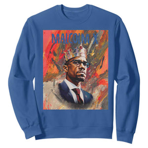 Malcolm X Sweatshirt King Hip Hop Aesthetic Art Black History Month TS09 Royal Blue Printyourwear