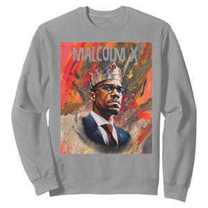 Malcolm X Sweatshirt King Hip Hop Aesthetic Art Black History Month TS09 Sport Gray Printyourwear