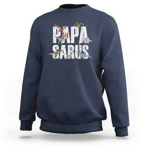 Papasaurus Funny Dinosaur Father's Day Sweatshirt TS09 Navy Print Your Wear