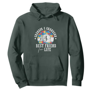 Autism Awareness Hoodie Grandpa Grandson Best Friend For Life Father's Day TS09 Dark Forest Green Print Your Wear