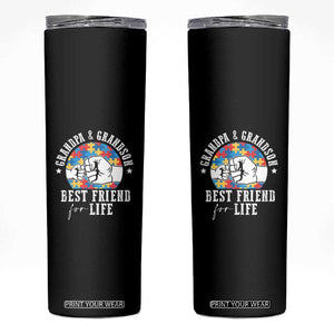 Autism Awareness Skinny Tumbler Grandpa Grandson Best Friend For Life Father's Day TS09 Black Print Your Wear