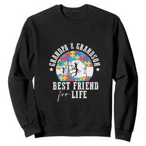 Autism Awareness Sweatshirt Grandpa Grandson Best Friend For Life Father's Day TS09 Black Print Your Wear