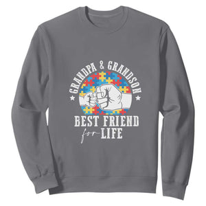 Autism Awareness Sweatshirt Grandpa Grandson Best Friend For Life Father's Day TS09 Charcoal Print Your Wear