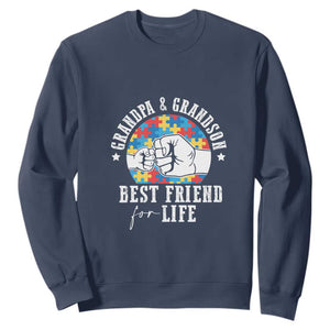 Autism Awareness Sweatshirt Grandpa Grandson Best Friend For Life Father's Day TS09 Navy Print Your Wear