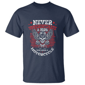 Never Underestimate A Papa Who Rides A Motorcycle Father's Day T Shirt TS09 Navy Print Your Wear