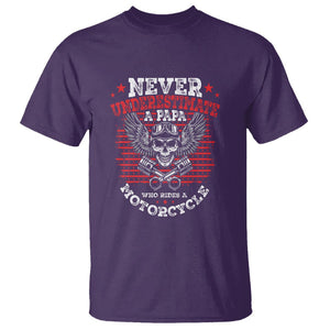 Never Underestimate A Papa Who Rides A Motorcycle Father's Day T Shirt TS09 Purple Print Your Wear