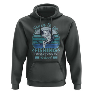 Funny Born To Go Fishing Forced To Go To School Fisherman Boys Kids Hoodie TS09 Dark Heather Print Your Wear