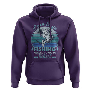 Funny Born To Go Fishing Forced To Go To School Fisherman Boys Kids Hoodie TS09 Purple Print Your Wear
