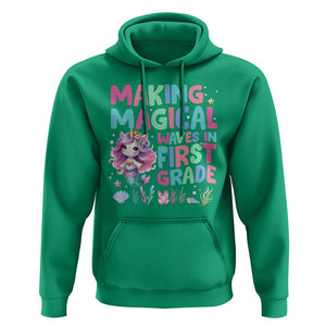 1st Grade Mermaid Unicorn Hoodie Making Magical Waves In First Grade TS09 Irish Green Print Your Wear