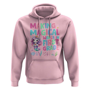 1st Grade Mermaid Unicorn Hoodie Making Magical Waves In First Grade TS09 Light Pink Print Your Wear