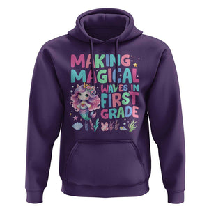 1st Grade Mermaid Unicorn Hoodie Making Magical Waves In First Grade TS09 Purple Print Your Wear