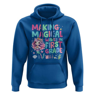 1st Grade Mermaid Unicorn Hoodie Making Magical Waves In First Grade TS09 Royal Blue Print Your Wear