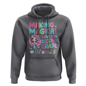 2nd Grade Mermaid Unicorn Hoodie Making Magical Waves In Second Grade TS09 Charcoal Print Your Wear