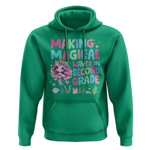 2nd Grade Mermaid Unicorn Hoodie Making Magical Waves In Second Grade TS09 Irish Green Print Your Wear