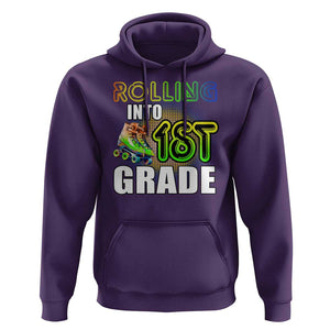 Rolling Into 1st Grade Skating Hoodie Back To School Rainbow Roller Skates TS09 Purple Print Your Wear