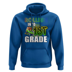 Rolling Into 1st Grade Skating Hoodie Back To School Rainbow Roller Skates TS09 Royal Blue Print Your Wear