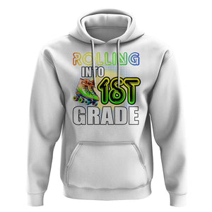 Rolling Into 1st Grade Skating Hoodie Back To School Rainbow Roller Skates TS09 White Print Your Wear