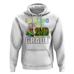 Rolling Into 2nd Grade Skating Hoodie Back To School Rainbow Roller Skates TS09 White Print Your Wear