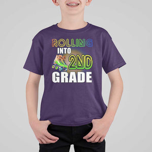 Rolling Into 2nd Grade Skating T Shirt For Kid Back To School Rainbow Roller Skates TS09 Purple Print Your Wear