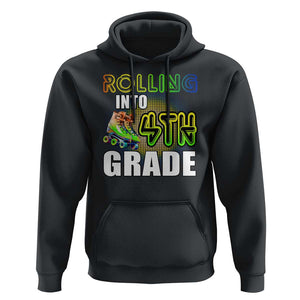 Rolling Into 4th Grade Skating Hoodie Back To School Rainbow Roller Skates TS09 Black Print Your Wear