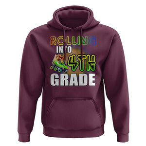 Rolling Into 4th Grade Skating Hoodie Back To School Rainbow Roller Skates TS09 Maroon Print Your Wear