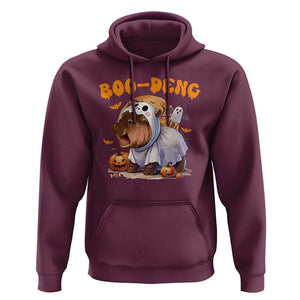 Halloween Boo Deng Hoodie Baby Pygmy Hippo Cute Ghost TS09 Maroon Print Your Wear