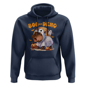 Halloween Boo Deng Hoodie Baby Pygmy Hippo Cute Ghost TS09 Navy Print Your Wear