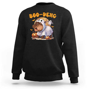 Halloween Boo Deng Sweatshirt Baby Pygmy Hippo Cute Ghost TS09 Black Print Your Wear
