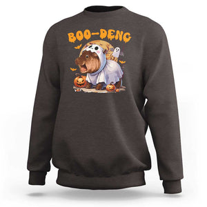 Halloween Boo Deng Sweatshirt Baby Pygmy Hippo Cute Ghost TS09 Dark Chocolate Print Your Wear