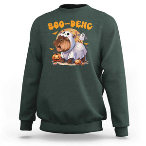 Halloween Boo Deng Sweatshirt Baby Pygmy Hippo Cute Ghost TS09 Dark Forest Green Print Your Wear