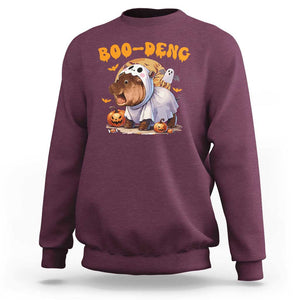 Halloween Boo Deng Sweatshirt Baby Pygmy Hippo Cute Ghost TS09 Maroon Print Your Wear
