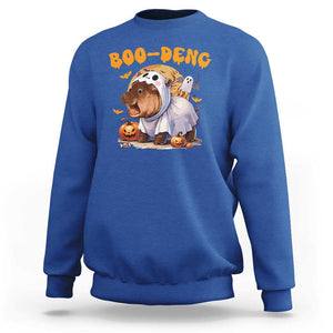 Halloween Boo Deng Sweatshirt Baby Pygmy Hippo Cute Ghost TS09 Royal Blue Print Your Wear