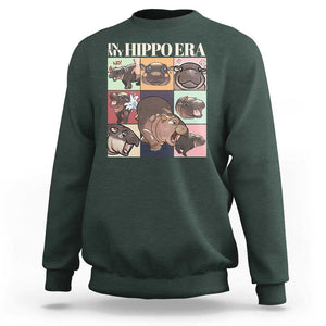 Cute Baby Pygmy Hippo Thailand Sweatshirt In My Hippo Era MooDeng Meme TS09 Dark Forest Green Print Your Wear